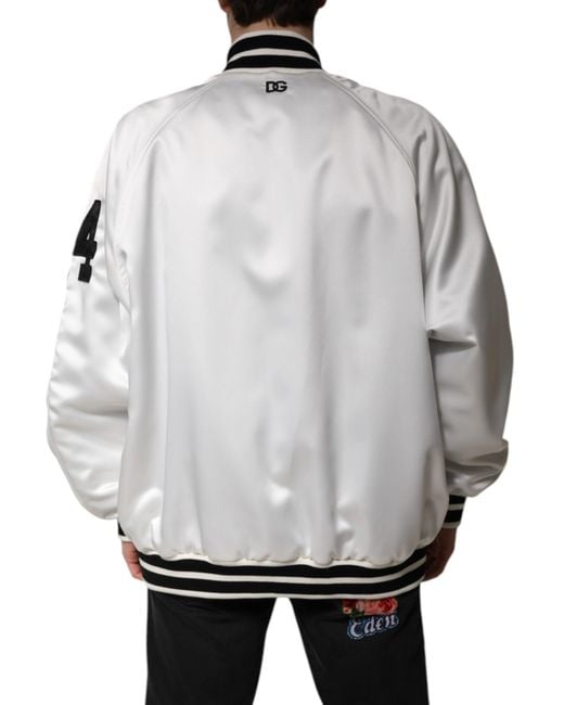 Dolce & Gabbana Gray Dg Logo Polyester Jersey Bomber Jacket for men