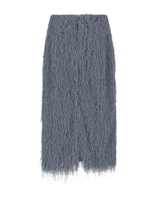 Dries Van Noten Blue Fringed Midi Skirt