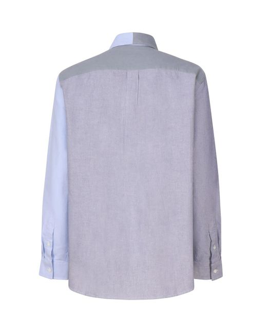 J.W. Anderson Blue Patchwork Shirt With Anchor Embroidery for men