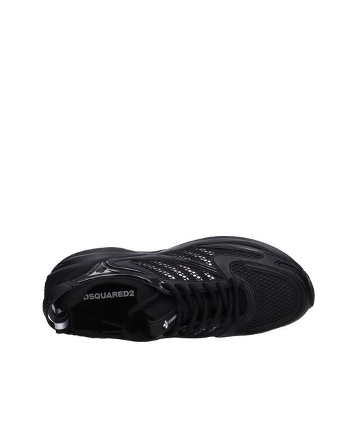 DSquared² Black Dash Logo Lace-Up Sneakers for men