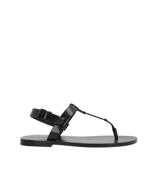 Saint Laurent Black Cassandre 05 Flat Sandals