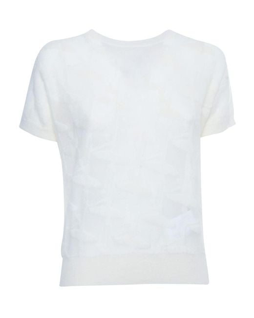 Max Mara Studio White Kniteted Sleevless T-Shirt