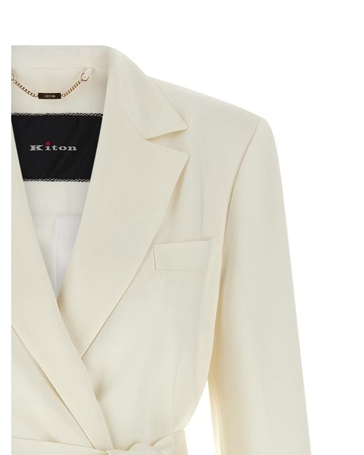 Kiton White Silk Blazer