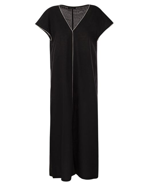 Fabiana Filippi Black Linen V-Neck Dress