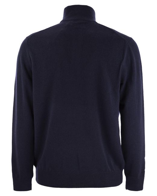 Ralph Lauren Blue Wool Pullover With Half Zip for men