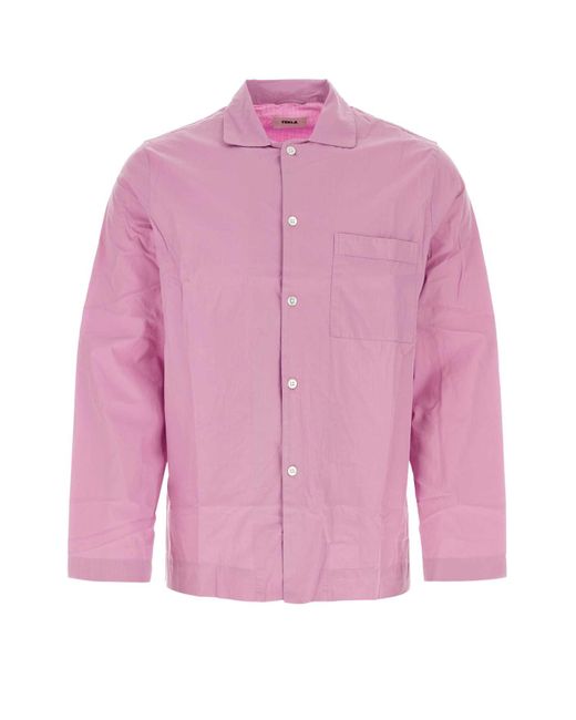 Tekla Pink Lilac Cotton Pyjama Shirt for men