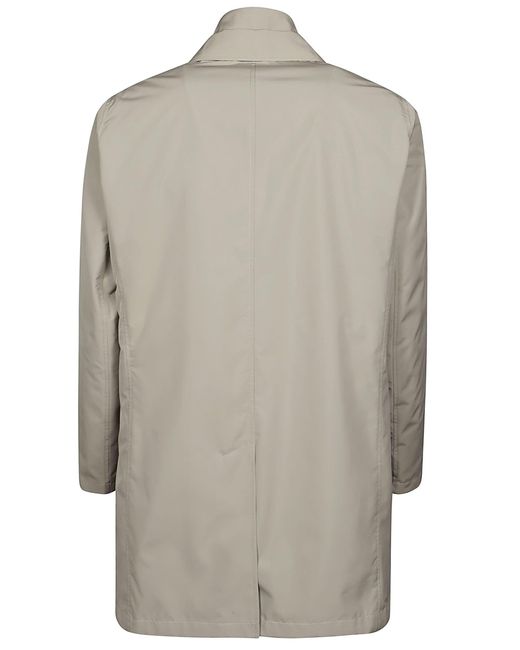 Herno Gray Single Breasted Layered Shell Coat for men