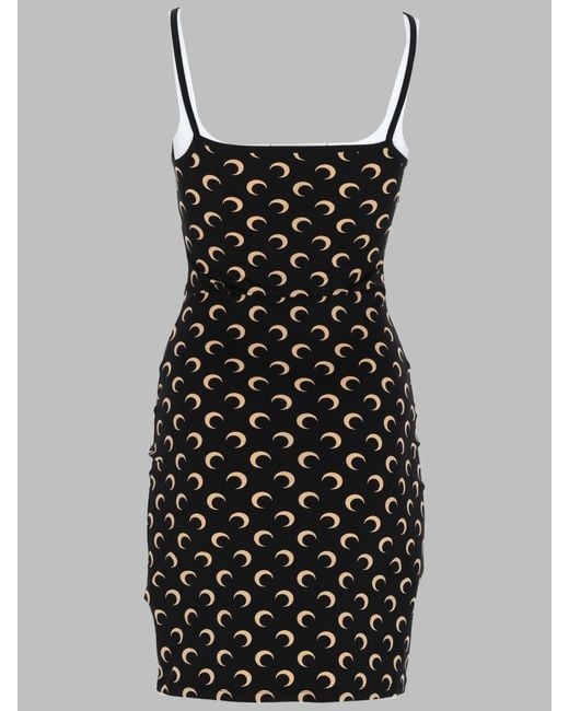 MARINE SERRE Black Mini Dress Moon Polyamide
