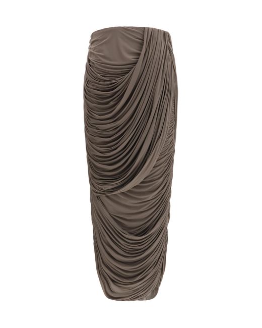 Magda Butrym Black Midi Skirt Draped Silk Cupro