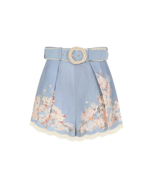 Zimmermann Blue Cascadian Tuck Shorts