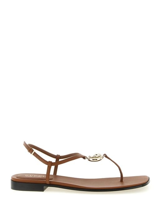 Gucci Brown Calfskin Flat Sandals