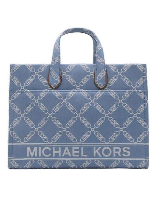 Michael Kors Blue Denim Multicolour Canvas Blauwe Tote Bag