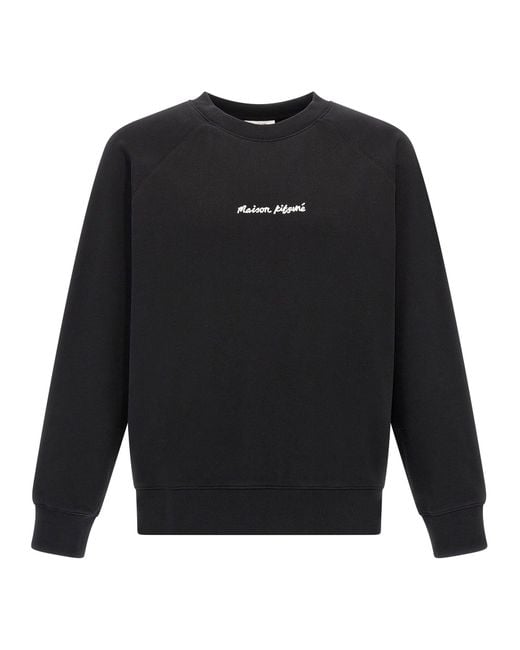 Maison Kitsuné Black Logo-Embroidered Sweatshirt for men