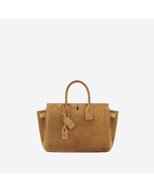 Saint Laurent Brown Suede Sac De Jour Bag Leather Shoulder