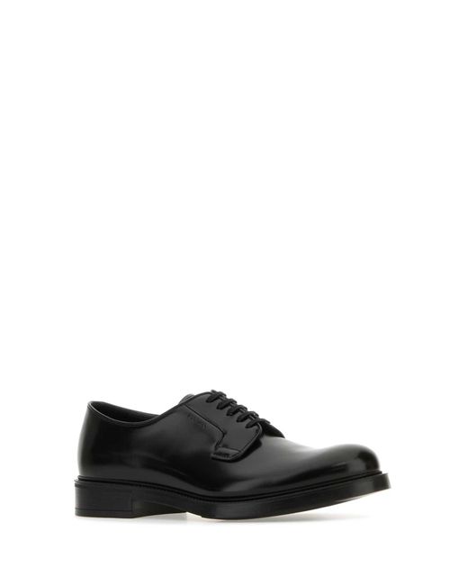 Prada Black Leather Lace-Up Shoes for men