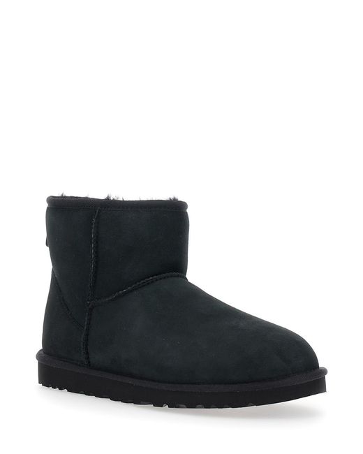 Ugg Black 'Classic Mini' Ankle Boots With Logo Patch On The Rear And Shearling Lining for men
