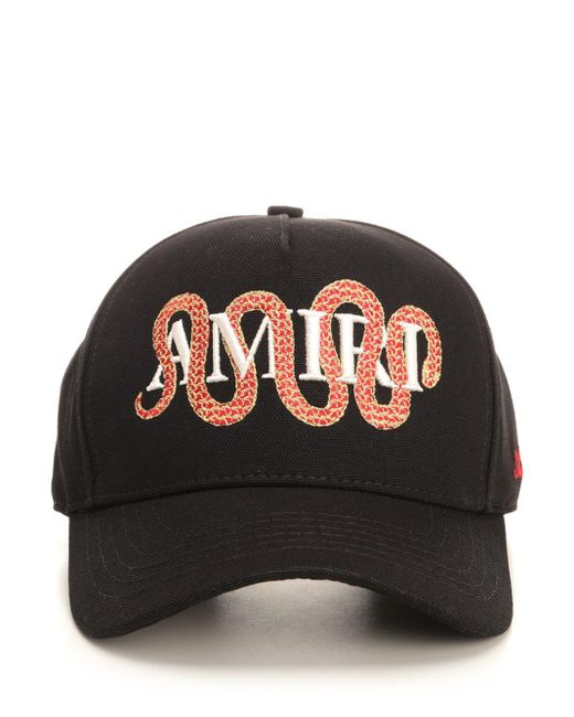 Amiri Black Snake Logo Embroidered Hat for men