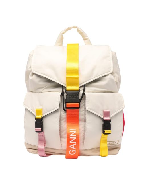 Ganni White Multicolor Tech Backpack