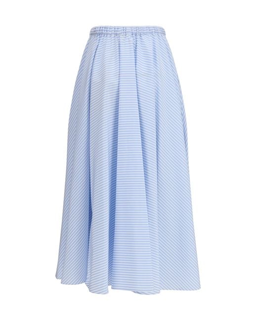 Crida Milano Blue Striped Long Skirt Locorotondo Cotton