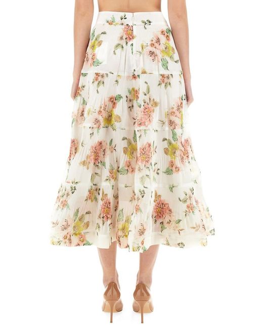 Zimmermann Natural Skirt With Floral Pattern