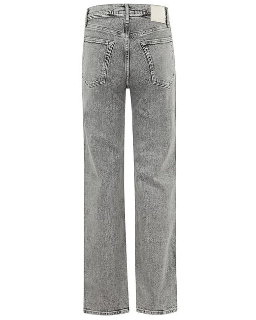 Rag & Bone Gray Harlow Mid Rise Full Length Straight