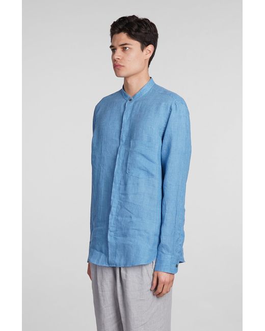 Zegna Shirt In Blue Linen for men