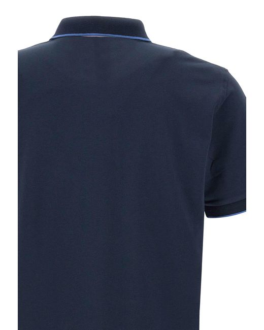 Sun 68 Blue Print Pocket Cotton Polo Shirt for men