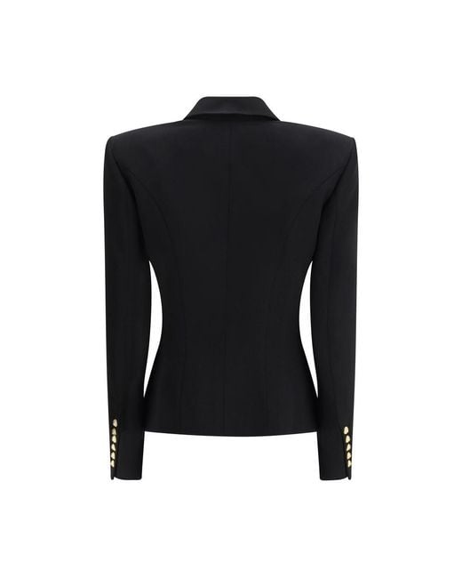 Balmain Black Wool Oves Aries Blazer Clothing