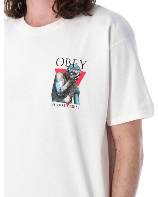 Obey White Future Tense T-Shirt for men