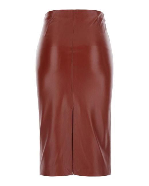 Jucca Red Midi Skirt Eco Leather