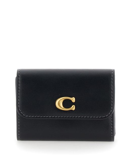 COACH Black Card Holder Essential Leather Cow Accessory