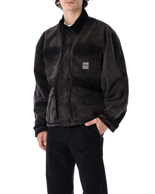 Stussy Black Washed Canvas Shop Jacket for men