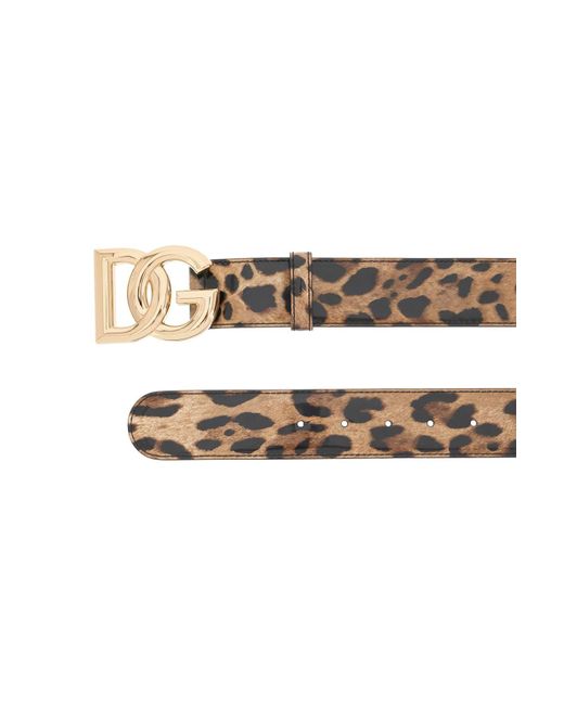 Dolce & Gabbana Multicolor Glossy Leather Belt With Leopard Print And Dg Logo