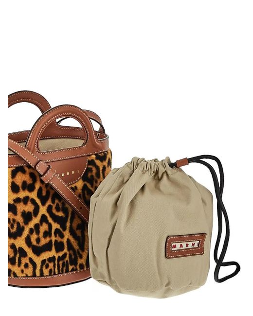 Marni Brown Leopard Bucket Bag