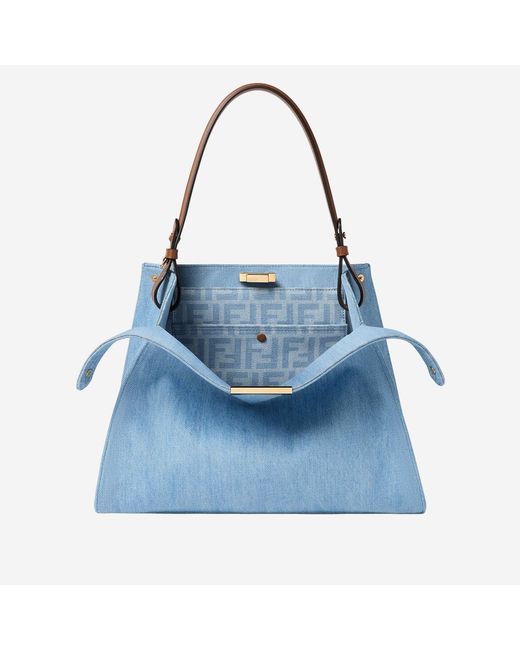 Fendi Blue Shoulder Bag Way Cotton