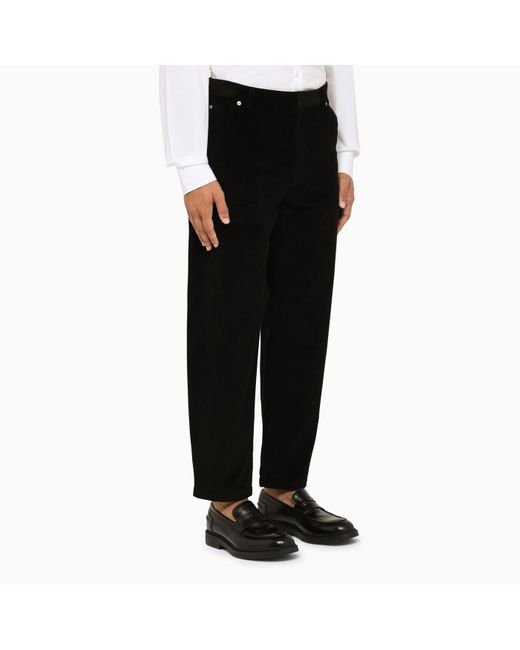 Prada Black Cropped Cotton Trousers for men