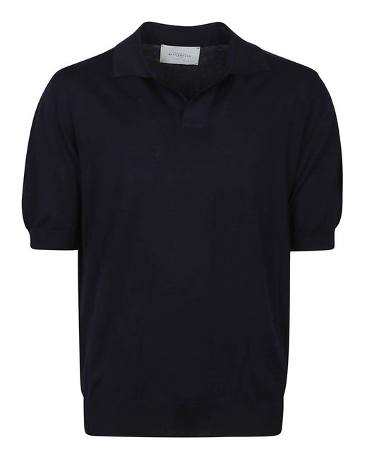 Ballantyne Blue Polo Neck Short Sleeve Sweater for men