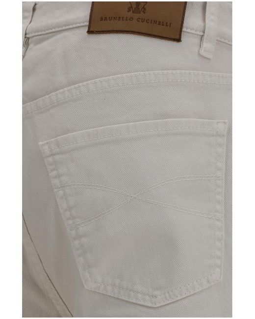 Brunello Cucinelli Gray Jeans With Turn-Up Hem Cotton; Elastane for men