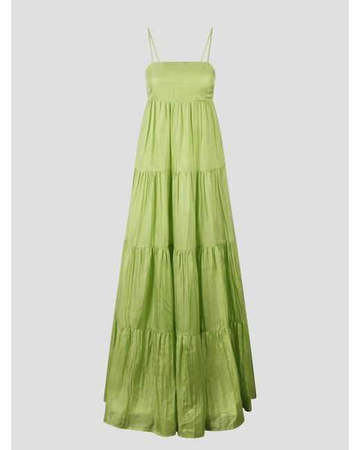 THE ROSE IBIZA Green Formentera Silk Long Dress