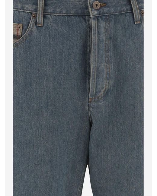 Burberry Blue Jeans Cotton With Checked Cuffs for men