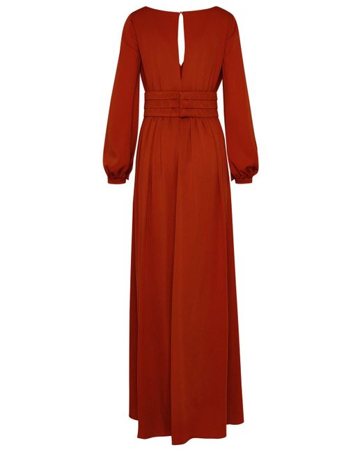Max Mara Red Orange Silk Pocket Dress