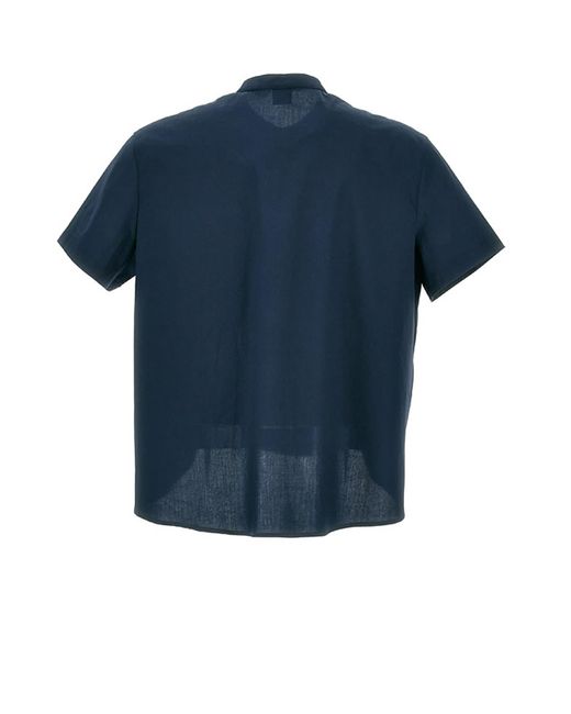 Fay Blue Cotton Shirt With Mandarin Collar