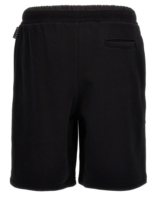 Philipp Plein Black Logo Plaque Bermuda Shorts Pants for men