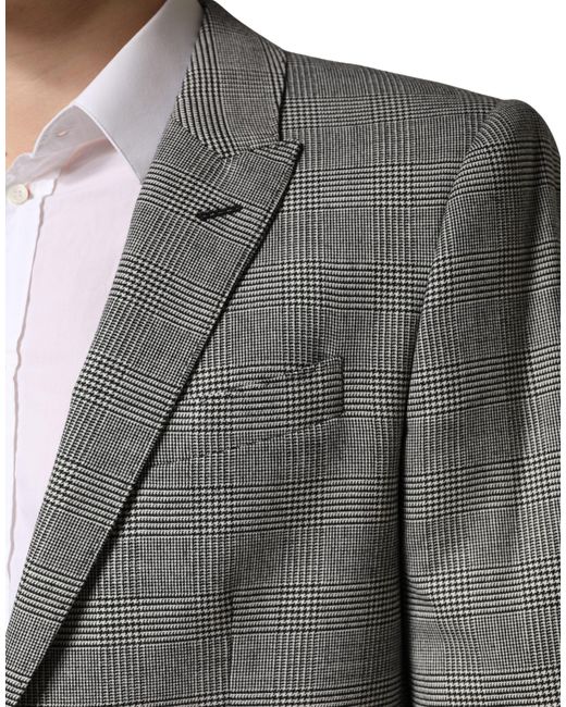 Dolce & Gabbana Gray Martini Single Breasted Formal 2Pc Suit Wool Polyester Elastane for men
