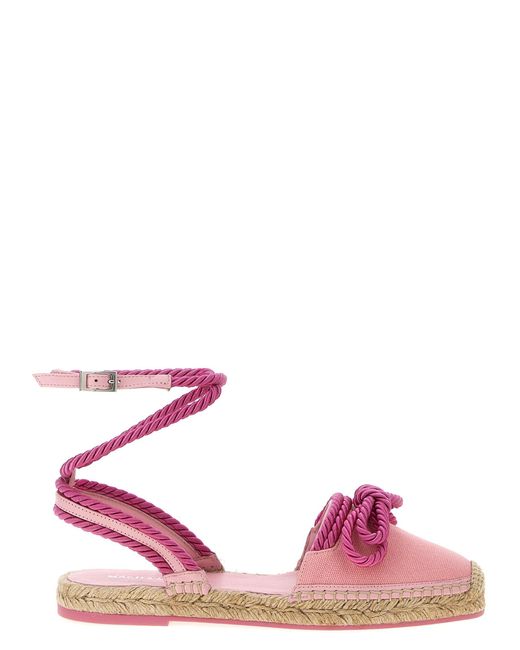 Mach &amp; Mach Pink Double Bow Riviera Espadrilles