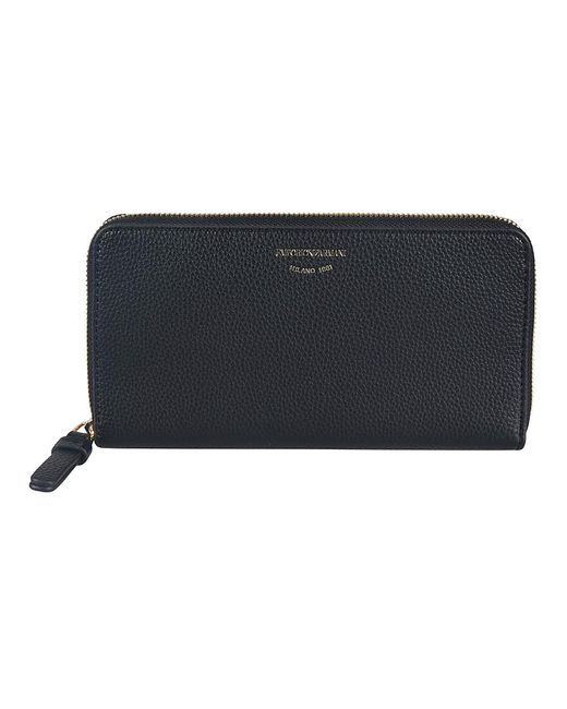 Emporio Armani Zip-around Logo Continental Wallet in Black | Lyst