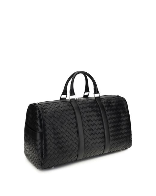 Bottega Veneta Black Travel Bag Intrecciato- Calf Leather Shoulder for men