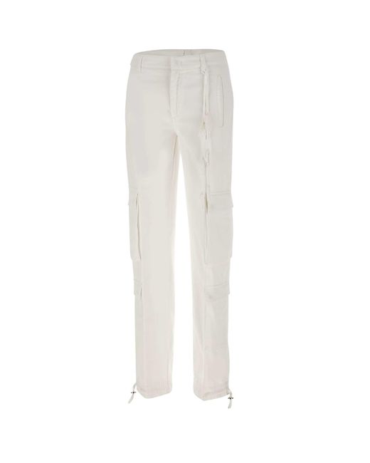 Dondup White Tori Floral Ribbon Cotton Trousers