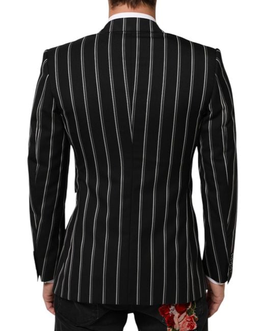 Dolce & Gabbana Black Stripes Sicilia 1 Button Suit Blazer for men