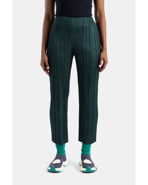 Pleats Please Issey Miyake Green Thicker Bottoms Pleated Fir Trousers